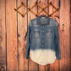 Cotton On Ombré Denim Long Sleeve Button Down Top